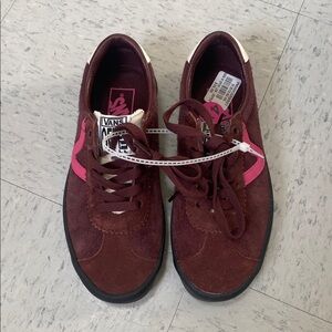Vans Burgundy Suede Low-Top Sneakers with Pink Stripe size 4.5y fit women 5.5